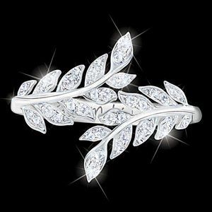 Shimmering Diamonds Leaves Ring